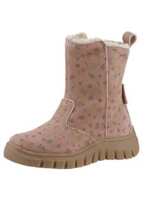Naturino Kinder Winterstiefel "PUKAK ZIP WP Weite: schmal", Gr. 26, rosa, Veloursleder, geblümt, casual, Schuhe, Schlupfstiefel mit TEX-Ausstattung,