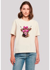 F4NT4STIC Damen T-Shirt "Highland Cow Valentinstag Sonnenbrille", weiß, casual, Gr. XXL, Obermaterial: 100% Baumwolle, Shirts, Premium Qualität