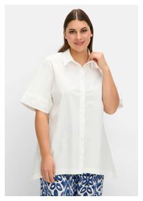 sheego Damen Hemdbluse "Große Größen", beige, feminin, Gr. 50, unifarben, Obermaterial: 97% Baumwolle, 3% Elasthan, Blusen, mit Zipfelsaum und weiten