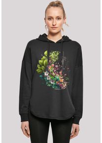 F4NT4STIC Damen Kapuzenpullover "Baum mit Blumen Oversize Hoodie", schwarz, casual, Gr. XS, Obermaterial: 100% Baumwolle, Pullover, Print