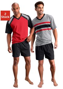 Le Jogger Herren Pyjama, Gr. 44, schwarz, Jersey, Obermaterial: 100% Baumwolle, unifarben, Basic, Homewear-Sets, Schlafanzug mit kontrastfarbigen