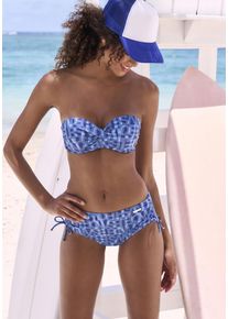 ELBSAND Damen Bikini-Hose "Letra", blau, Gr. 34, bedruckt, Recycling-Polyamid, Badehosen, mit tollem Wording
