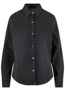 Urban Classics Damen Langarmhemd "Urban Classics Ladies Denim Shirt", schwarz, Gr. XS, unifarben, 100% Baumwolle, Hemden