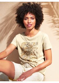 Heine Damen T-Shirt "Shirt", beige, Gr. 42, gemustert, mehrfarbig, bedruckt, 100% Baumwolle, Shirts