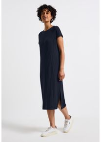 Street One Damen Midikleid, blau, casual, Gr. 40, unifarben, Stoff, 75% Viskose, 20% Polyester, 5% Elasthan, Kleider, mit Rundhalsausschnitt