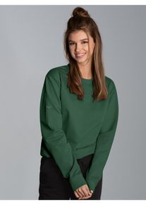 TRIGEMA Damen Sweatshirt "TRIGEMA Sweatshirt aus Biobaumwolle", grün, Basic, Gr. S, 75% Baumwolle (Biobaumwolle kbA), 25% Baumwolle (recycelt),
