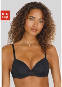 Vivance Damen Push-up-BH, Gr. 95, schwarz, Spitze, Obermaterial: 67% Polyamid, 22% Polyester, 11% Elasthan, feminin, BHs, mit Bügel aus zarter Spitze
