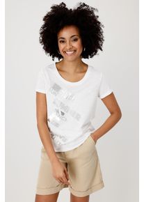 monari Damen T-Shirt "Shirt Basic Schmuckschrift", beige, modisch, Gr. 38, unifarben, Web, Obermaterial: 50% Baumwolle, 50% Modal, Shirts, Mit