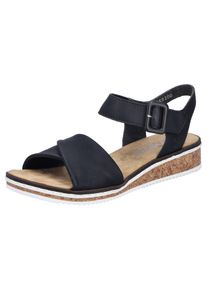 Rieker Damen Sandalette, Gr. 40, schwarz, Lederimitat, unifarben, klassisch, Schuhe, Keilsandale, Sommerschuh, Urlaubsschuh mit Klettriemchen