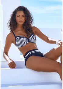 Lascana Damen Bügel-Bikini-Top "Myst", blau, Gr. 38, gestreift, Recycling-Polyamid, Bikini-Oberteile, mit platziertem Streifen-Design