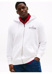 Tommy Hilfiger Big & Tall Herren Kapuzensweatjacke "BT-HILFIGER STACKED HOODED ZIP-B", weiß, casual, Gr. XXXL, TOMMY HILFIGER BIG & TALL, unifarben, Sweatware, Obermaterial: