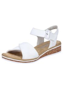 Rieker Damen Sandalette, Gr. 42, weiß, Lederimitat, unifarben, klassisch, Schuhe, Keilsandale, Sommerschuh, Urlaubsschuh mit Klettriemchen