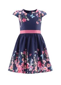 happy girls Mädchen Minikleid, blau, elegant, Gr. 92, bedruckt, Jersey, Obermaterial: 95% Baumwolle, 5% Elasthan. Futter: 100% Baumwolle, Kleider