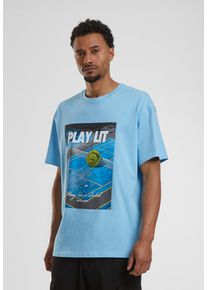 Herren T-Shirt "Upscale by Mister Tee Herren PlayLit Heavy Oversize Tee", blau, casual, Gr. L, UPSCALE BY MISTER TEE, bedruckt, 100% Baumwolle, Shirts
