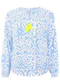 Zwillingsherz Damen Schlupfbluse ""Ornamente"", blau, modisch, Gr. SM, gemustert, Obermaterial: 100% Viskose, Blusen, mit tollem Ornament Muster,