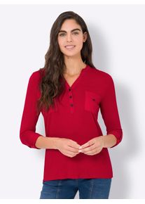 Heine Damen Langarmshirt "Shirtbluse", rot, Gr. 50, unifarben, 95% Viskose, 5% Elasthan, Shirts