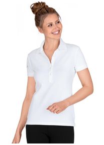 TRIGEMA Damen Poloshirt "TRIGEMA Poloshirt mit Kristallsteinen", weiß, Basic, Gr. XXL, 94% Baumwolle, 6% Elastan, Shirts
