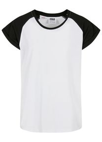 Urban Classics Mädchen T-Shirt "Urban Classics Damen Girls Contrast Raglan Tee", weiß, casual, Gr. 134, mehrfarbig, 100% Baumwolle, Shirts