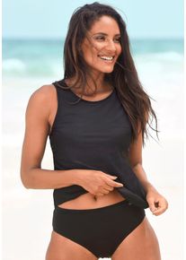 Lascana Damen Bikini-Hose, schwarz, Gr. 42, unifarben, Polyamid, Badehosen, mit höher geschnittener Form