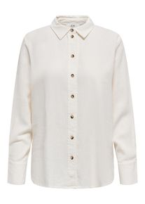Jacqueline de Yong JDY Damen Hemdbluse "JDYSAY L/S LINEN LOOSE SHIRT WVN NOOS", weiß, modisch, Gr. XL, unifarben, Web, Obermaterial: 55% Leinen, 45% Viskose, Blusen