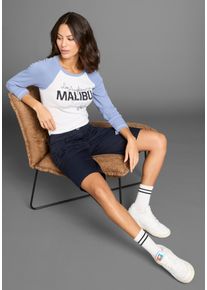 Kangaroos Damen 3/4-Arm-Shirtblau, weiß, melange, casual, Gr. 40, bedruckt, kontrastfarbene Details, Rippware, Obermaterial: 60% Baumwolle, 40%