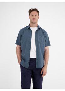Lerros Herren Kurzarmhemd "Lerros Halbarmhemd mit Leinenanteil, unifarben", blau, Gr. S, 80% Baumwolle, 20% Leinen, Hemden