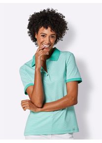 Damen Poloshirt "Lyocell-Baumwoll-Shirt", blau, Gr. 38, CREATION L PREMIUM, gemustert, mehrfarbig, gestreift, 67% Lyocell, 28% Baumwolle, 5%
