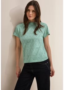 Cecil Damen Print-Shirtmatcha grün melange, casual, Gr. L, bedruckt, Web, 60% Baumwolle, 40% Polyester, Shirts, mit U-Boot-Ausschnitt