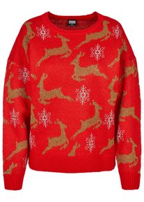 Urban Classics Damen Rundhalspullover "Urban Classics Damen Ladies Oversized Christmas Sweater", bunt, casual, Gr. XS, unifarben, 70% Polyacryl, 20%