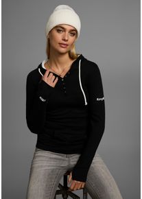Kangaroos Damen Kapuzenshirt, schwarz, casual, Gr. 36, unifarben, Jersey, Rippware, Obermaterial: 100% Baumwolle. Kapuzenfutter: 100% Baumwolle,