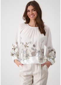 monari Damen Schlupfbluse, beige, modisch, Gr. 34, geblümt, gemustert, mehrfarbig, Web, Obermaterial: 100% Viskose, Blusen, mit Blumendruck