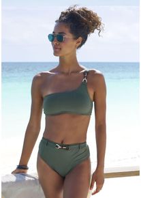 Lascana Damen Bustier-Bikini-Top "Yves", grün, Gr. 36, unifarben, Recycling-Polyamid, Bikini-Oberteile, mit elegantem Schmuckdekor