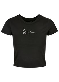 Karl Kani Herren T-Shirt "Karl Kani Damen KKWQ22002BLK SMALL SIGNATURE SHORT TEE BLK", schwarz, klassisch, Gr. XXS, unifarben, 95% Baumwolle, 5%