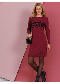 Classic Basics Damen Strickkleid "Strickkleid", rot, Gr. 38, gemustert, Norwegermuster, 100% Polyacryl, Kleider