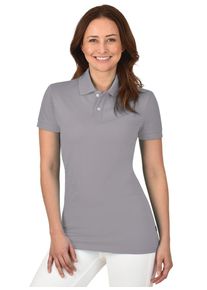 TRIGEMA Damen Poloshirt "TRIGEMA Poloshirt aus elast. Piqué", grau, Basic, Gr. L, 94% Baumwolle, 6% Elastan, Shirts