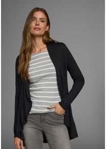 Boysen's BOYSEN'S Damen Shirtjacke, schwarz, Basic, Gr. 36, gestreift, mehrfarbig, meliert, Jersey, Obermaterial: 95% Viskose, 5% Elasthan, Shirts, Langarm,