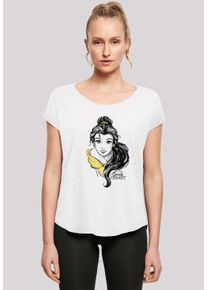 F4NT4STIC Damen T-Shirt "Belle Sketch", weiß, casual, Gr. S, Obermaterial: 100% Baumwolle, Shirts, Damen,Premium Merch,Lang,Longshirt,Bedruckt
