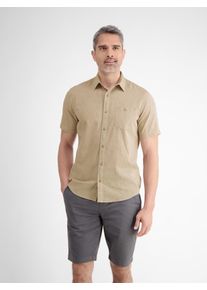Lerros Herren Kurzarmhemd "Lerros Halbarmhemd mit Leinenanteil, unifarben", beige, Gr. L, 80% Baumwolle, 20% Leinen, Hemden