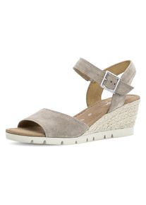 Gabor Damen Keilsandalette "TUNIS", Gr. 40, beige, Veloursleder, unifarben, klassisch, Schuhe, Sommerschuh, Riemchensandale in Schuhweite G (weit)