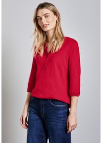 Street One Damen Blusenshirt, rot, casual, Gr. 38, unifarben, Web, 100% Baumwolle, Shirts, mit 3/4 Ärmeln