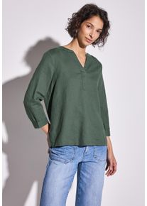 Street One Damen Klassische Bluse, grün, casual, Gr. 34, unifarben, Web, 60% Leinen, 40% Baumwolle, Blusen, mit 3/4 Ärmeln