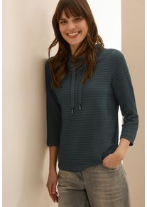 Cecil Damen 3/4-Arm-Shirtslate khaki, casual, Gr. XL, Strukturmuster, Jersey, Obermaterial: 84% Baumwolle, 15% Polyester, 1% Elasthan, Shirts, mit