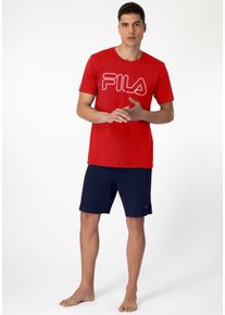 Fila Herren Shorty "MAN JERSEY PYJAMAS", Gr. M, rot, Jersey, Obermaterial: 100% Baumwolle, unifarben, modisch, Homewear-Sets, mit bequemen Shorts,
