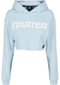 Damen Rundhalspullover "Starter Black Label Damen Ladies Starter Cropped Hoody", blau, casual, Gr. S, STARTER Black Label, unifarben, 65% Baumwolle,