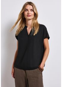 Street One Damen Kurzarmbluse, schwarz, casual, Gr. 36, unifarben, Stoff, 100% Viskose, Blusen, aus softer Viskose