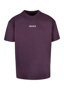 Merchcode Herren T-Shirt "Merchcode Herren Believe Front Heavy Oversized Tee", lila, casual, Gr. M, bedruckt, 100% Baumwolle, Shirts