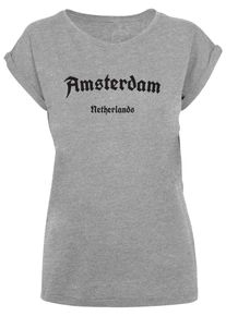 Merchcode Herren T-Shirt "Merchcode Damen Ladies Amsterdam Extended Shoulder Tee", grau, casual, Gr. XXL, bedruckt, 100% Baumwolle, Shirts