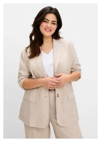 sheego Damen Jackenblazer "Große Größen", beige, klassisch, Gr. 46, unifarben, Obermaterial: 70% Viskose, 30% Leinen, Blazer, im Viskose-Leinenmix,