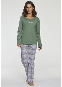 Vivance Dreams Damen Pyjama, Gr. 34, lila, Flanell, Obermaterial: 100% Baumwolle. Oberteil: 100% Baumwolle, kariert, klassisch, Homewear-Sets, aus
