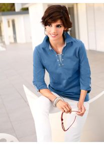 Casual Looks Damen 3/4-Arm-Shirt "Shirt", blau, Gr. 40, unifarben, gemustert, gestreift, 100% Baumwolle, Shirts
